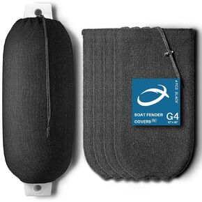 OBAKL Boat Fender Covers 14.2 x 26.8 Inches Flat Size for 10 x 30 Inches Ribbed Twin Eyes Boat Fenders 4 Pack for Docking