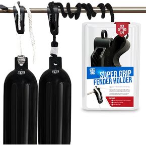 BTG Gear Set of 2 Adjustable Fender Clip Boat Fender Hangers for 5/8" Marine Bumper Fender Lines