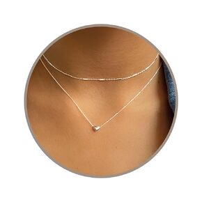 Annika Bella Sterling Silver Heart Necklace Set, Layered Necklaces, Layering Necklace, Minimalist Choker, Dainty Set of Two Necklaces