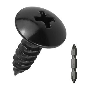 #8 x 3/4" Truss Head Wood Screws (100 pcs), 18-8 (304) Stainless Steel, Phillips Drive Truss Head Self Tapping Screws, Black Oxide Coated Sheet Metal Screws, Fayeploo (with Phillips Driver Bit)