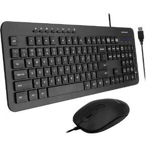 Wired Keyboard and Mouse Combo, Macally Slim Full Sized Ergonomic USB Keyboard and Mouse Wired - Quiet Wired Keyboard and Mouse - Wire Corded Keyboard for Laptop and Desktop PC Computer