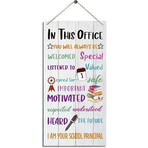 Principle Office Decor Signs, Inspirational Wall Sign, Decorative Wood Hanging Wood Plaque, Decoration for School Principal Office, Rustic Door Hanger, End of Year Gift, Thank You Gift for Principle