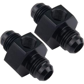 EVIL ENERGY 6AN Male to 6AN Male Flare Union Coupler with 1/8 NPT Gauge Port Fitting Adapter 2PCS