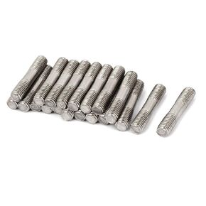 uxcell M8x40mm 304 Stainless Steel Double End Thread Stud Teeth Rod Silver Tone 20pcs