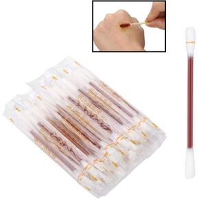 60 pcs Disposable Medical Iodine Cotton Swabsticks - Portable Iodine Disinfected Cotton Stick for First Aid Wounds Care Sterilization