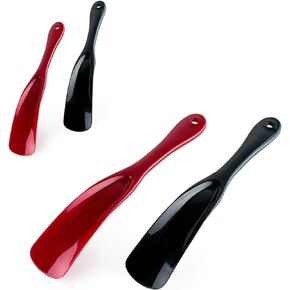 4pcs Superior Plastic Shoe Horn 7.7"*1.38" Small Travel Shoehorn Home Hotel Use for Men Women Kids (2pcs Red,2pcs Black)