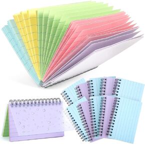 Koogel 500PCS Ruled Index Cards with Covers, 10 Pads 3 x 5 inch Neon Index Cards with Spiral Colorful Flash Cards for Office School Learning Memory