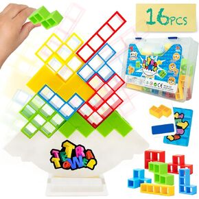 Marlo & Buzz 64Pcs Tetra Tower Balance Stacking Blocks Game, Balancing Board Game for 2 Players+, Kids & Adults Team Building Blocks Toy