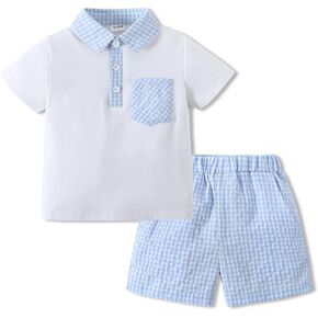 WESIDOM Toddler Baby Boy Clothes 2T 3T 4T 5T Summer Boys Outfits Short Sleeve Polo Shirt + Denim Jean Set