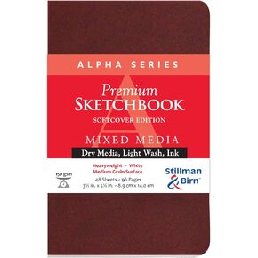 Stillman & Birn Alpha Series Softcover Sketchbook, 8" x 10", 150 GSM (Heavyweight), White Paper, Medium Grain Surface