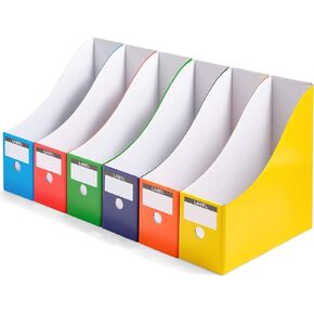 Magazine File Holder, Folder Holder, Magazine Organizer, Book Bins, Set of 6, Multi-Color