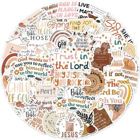Christian Jesus Stickers 50PCS, Vinyl Waterproof Boho Aesthetic Bible Stickers for Water Bottles Laptop Phone Journaling Guitar
