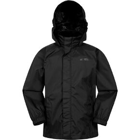 Mountain Warehouse Kids Waterproof Pakka Jacket - Adjustable Hood Black 7-8 Years