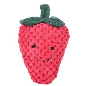 Apricot Lamb Baby Strawberry Soft Rattle Toy, Plush Stuffed Fruit for Newborn Soft Hand Grip Shaker Over 0 Months (Strawberry, 4 Inches)
