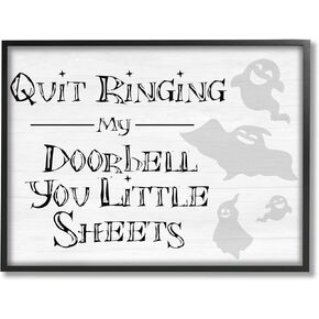 Stupell Industries Funny Halloween Typography Phrase Smiling Ghosts Silhouettes Framed Wall Art, Design by Daphne Polselli