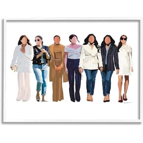 Stupell Industries Trendy Glam Women Walking Varied Fashion Outfits Framed Wall Art, Design By Amelia Noyes