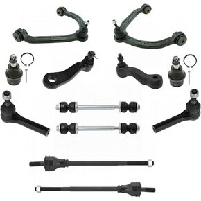 TRQ 12 Piece Steering & Suspension Kit Control Arms Ball Joints Tie Rods End Links Compatible with 2003-2018 Chevrolet Express 2500 Express 3500 GMC Savana 2500 Savana 3500