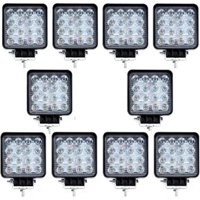 LED Light Pods for Truck,4Inch 48W LED Pod Light Square Flood Beam Work Light Offroad Light Led Fog Light Truck Light Driving Light Boat Lighting for Truck Pickup SUV 4WD ATV UTV(10pcs)