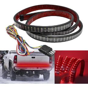 Saihisday 60" 3-Row 432 LED Tailgate Strip Light Bar with 4-Way Flat Connector Wire-Red Brake Running White Reverse Amber Turn Signal Tail Lamp for Trucks Pickups SUVs RVs Vans Trailers