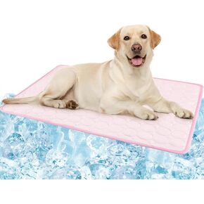 Dog Cooling Mat, Self-Cooling Ice Silk Cooling Mat for Dogs, Washable Portable & No Gel Pet Soft Pad | Grey,M
