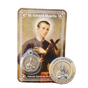 Saint Gerard Laminated Prayer Card with Medal, Includes Pocket Token Prayer, Laminated Wallet Prayer Card, Patron of Mothers, Fertility and Safe Pregnancy