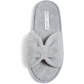 Laura Ashley Ladies Open Toe Plush Terry Slipper