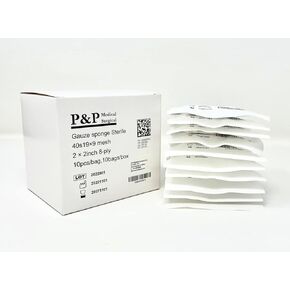 Gauze Surgical Sponges Cotton STERILE Woven 8-ply High Grade Quality 2"x2" Class I(a) All Purpose Pads by P&P MEDICAL SURGICAL Pack of 100