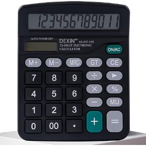 Golcellia Calculators Desktop, Black Calculator, Cute Calculator 12 Digit Desk Calculator Large Display, Dual Power Solar Battery, Office Home School Supplies for Adults & Students