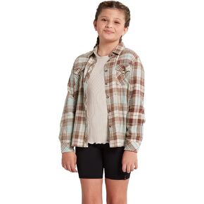 Volcom Girls' Getting Rad Plaid Long Sleeve Flannel Shirt