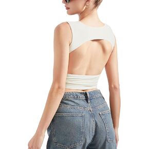 SUUKSESS Women Sexy Backless Tank Top Going Out Double Lined Y2k Basic Crop Tops