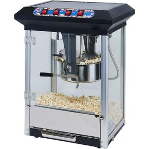 Winco POP-8B Popcorn Machine, 8 Ounce, Black