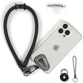 project-cb Hand Wrist Phone Strap,Phone Lanyard Patch ×2,Cell Phone Case Holder,Wristlet Strap for Key,AirPods,Camera (Black, 12inch)