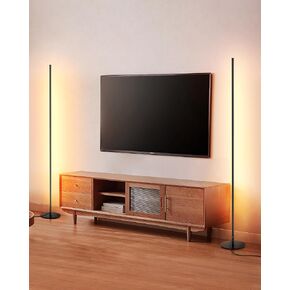 DEWENWILS LED Corner Floor Lamp, Set of 2 Modern Dimmable Mood Floor Light, 57.5" Minimalist Standing Tall Lamp for Living Room, Bedroom, Office, 3000K Warm White Light (Black)