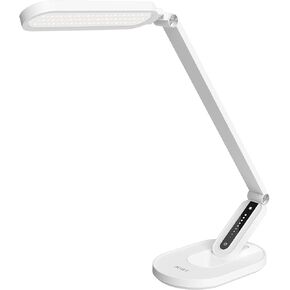 JKSWT LED Desk Lamp, Eye-Caring Table Lamps Natural Light Protects Eyes Dimmable Office Lamp with 5 Color Modes USB Charging Port Touch Control and Memory Function, 10W Reading Lamp,Black