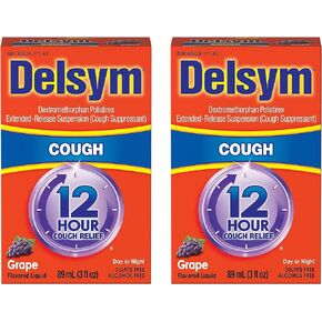Delsym Adult 12 Hour Grape Cough Syrup, 3 Fl Oz (Pack of 2)