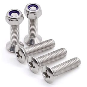Glvaner M5-0.8 x 10mm Oval Head Machine Screws with M5-0.8 Hex Locknuts with Blue Nylon Insert Assortment Kits, 304 Stainless Steel 18-8, Full Thread UNC, 50 Screws + 50 Locknuts