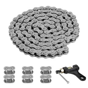 415H Roller Chain 110 Links with Chain Breaker, Dirt Bike Chain with 6 Free Connecting Links, Heavy Duty Chain for 49cc 50cc 60cc 66cc 70cc 80cc 2 Stroke Engines Motorcycle, Mini Bike, Go Kart