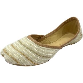 Step n Style Punjabi Jutti for Girls Mojaris Toddler/Little Kid/Big Kid Formal Beaded Ballerina Flat Slip on Juti Girls Dress Party Shoes
