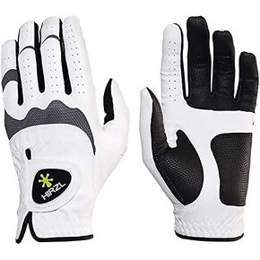 HIRZL Trust Hybrid Golf Gloves– All Weather Mens Golf Glove (White/Black) | Nylon, Kangaroo Leather, Polyester | Ultimate Grip (Wet or Dry), Ergonomic Fit, Breathable, Sweat Free, Water Repellent in Kuwait