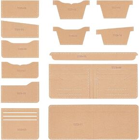 ANATTASOUL Acrylic Wallet Template Pattern Stencil Set for Clip Wallet Making DIY Leather Keychain Key Ring Hand Crafts Tool Quilting Sewing Tool Durable 13 Pcs Leather Card Holder Access