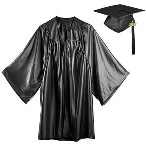HEPNA 2023 Shiny Kindergarten Graduation Cap and Gown with Tassel Robe Hat for Preschool Pre-K Graduation Photography