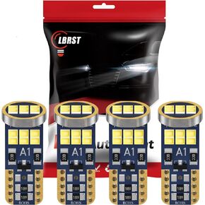 LBRST 4-Pack 194 LED Bulb, Error Free T10 LED Bulb, White 6000K Super Bright 168 LED Bulb, 921 2825 W5W LED Replacement Bulb for Dome Map Door Instrument Licenses Plate Light Bulb