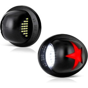 VIPMOTOZ Patriot Red Star Full LED License Plate Light Tag Lamp Assembly Replacement Pair For Ford F150 F250 F350 Super Duty Ranger Pickup Truck Explorer Bronco Excursion Expedition