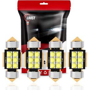 LBRST DE3175 Led Bulb 31mm Festoon Led Bulb 6000K 12V Super Bright White CANBUS 6SMD Chipsets, DE3022 LED Bulb, DE3021 LED Bulb, 6428 LED Bulb for Interior Dome Map Trunk Cargo Lights, Pack of 4