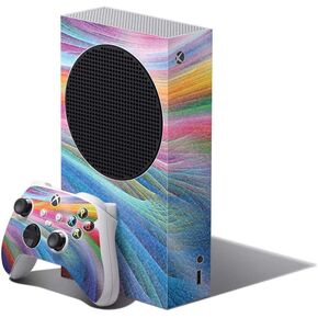 MightySkins Glossy Glitter Skin Compatible with Xbox Series S Bundle - Rainbow Waves | Protective, Durable High-Gloss Glitter Finish | Easy to Apply and Change Styles | Made in The USA