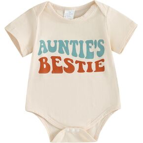 SAYOO Baby Girl Boy Bodysuit Romper Gender Neutral Unisex Funny Aunties Bestie Letter Clothes Casual One-Piece Bodysuit in Kuwait
