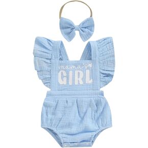 ZAXARRA Infant Baby Girl Romper Baby Daddy Girl Romper Cotton Linen Bodysuit Spring Summer Festival Clothes