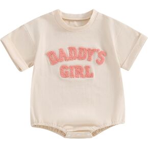MERSARIPHY Daddys Girls Baby Girl Summer Clothes Newborn Infant Bubble Romper Letter Oversized One Piece Bodysuit Outfits