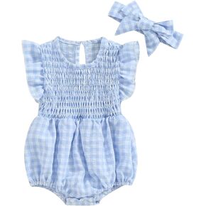 MERSARIPHY الوليد الطفل بنات ملابس الصيف الرضع منقوشة قطعة واحدة فقاعة رومبير كشكش Playsuit بذلة عقال وتتسابق