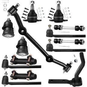 SOSOPART 14pc Set RWD Suspension Kit Idler Arm Center Link Inner Outer Tie Rod End Adjusting Sleeve Sway Bar End Link Lower Upper Ball Joint Replacement for Chevy S10 Blazer for GMC Jimmy Sonoma